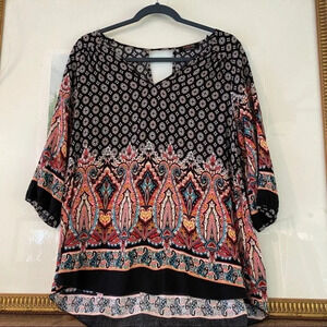 Renee C USA Made Blouse Shirt Tunic Top Paisley